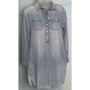 Peyton And Parker Small Dress  Blue Chambray Denim Long Sleeve Shirt Pocket